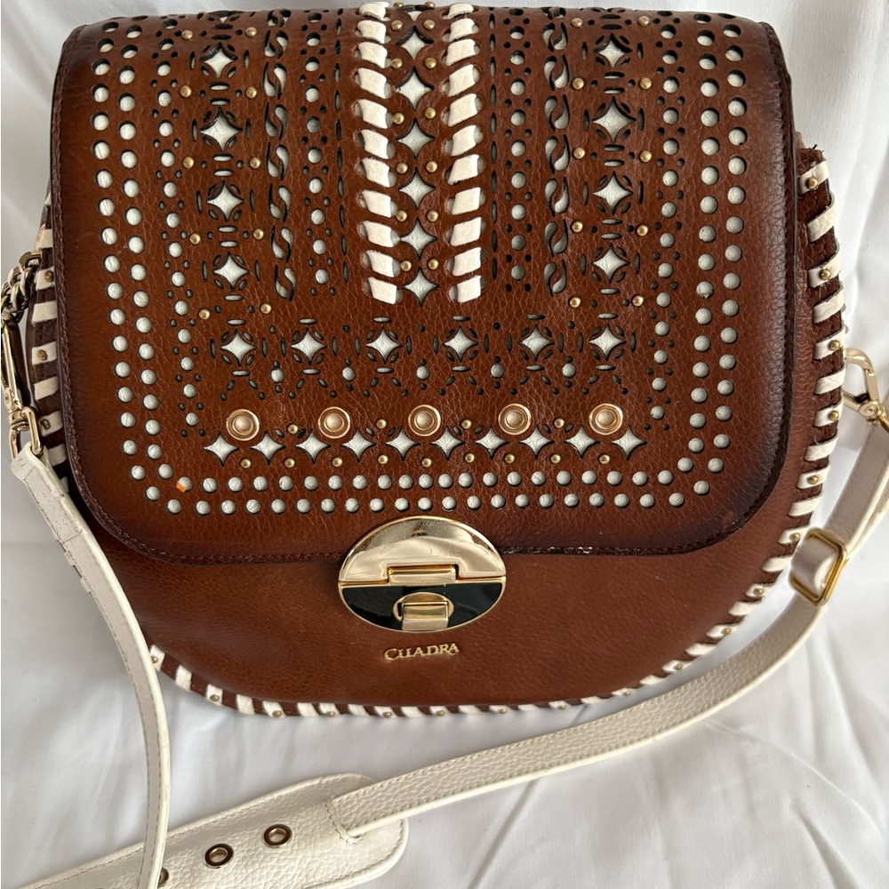 Chic Brown and White Crossbody Bag